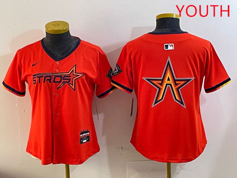 Youth Houston Astros Blank Orange Three generations Joint Name 2025 Nike MLB Jersey style 6